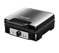 Gaufrier professionnel pour 4 gaufres belges épaisses plaques antiadhésives, 1200W, Noir/Argent, MPM, MGO-36M