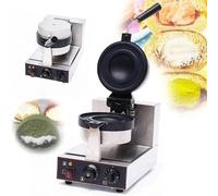 Gaufrier professionnel pour hamburgers, gaufrier électrique en acier inoxydable de 1 200 W, plaque de cuisson rotative à 180 °, avec plateau ramasse-miettes, contrôle de température de 0 à 2
