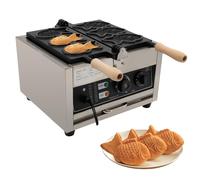 Gaufrier Taiyaki professionnel, 1400 W, électrique, antiadhésif, en forme de poisson, for 3 mini gaufres de poisson à bouche fermée.