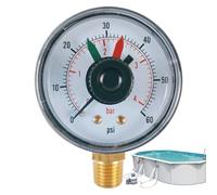 Gauge De Filtre À Piscine, Manomètre De Pompe À Piscine,Gauge De Pression D'eau De 0 À 60 Psi - Indicateur Étanche, Remplacement Du Testeur Le Filtre De Sable D'aquarium De Spa Nageur