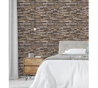 GAULAN 453179 Papier peint vinyle lessivable effet mur de pierre d'ardoise rustique en relief pour mur salon cuisine bain salle à mange - Rouleaux de 10 m x 0,53 m