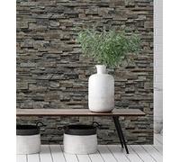 GAULAN 500127672 Papier peint vinyle lessivable imitation mur de pierre d'ardoise texturé en relief pour mur salon cuisine bain couloir salle à mange - Échantillon DIN A4