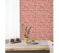 GAULAN 500454799 Papier peint vinyle lessivable mur de briques texturé en relief 3D rouge tuile pour mur salon cuisine bain salle à mange - Échantillon DIN A4