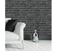 GAULAN 500454801 Papier peint vinyle lessivable mur de briques noir blanc texturé en relief 3D pour mur salon cuisine bain salle à mange - Échantillon DIN A4