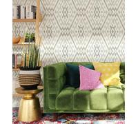 GAULAN 500682981 Papier peint géométrique Ikat style boho ethnique, tons neutres pour mur salon cuisine bain chambre couloir meuble stanza jeune salle à - Échantillon DIN A4