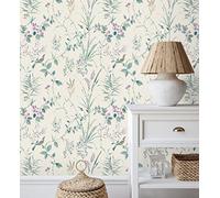 GAULAN 680930 Papier peint lessivable branches fleurs et oiseaux style romantique pour mur salon cuisine chambre salle à mange tête de lit - Rouleaux de 10 m x 0,53 m