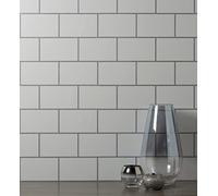 GAULAN 681311 Papier peint vinyle lessivable carreaux grises avec lignes métallisés en relief pour mur salon cuisine bain chambre meuble salle à - Rouleaux de 10 m x 0,53 m