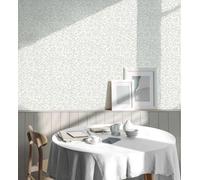 GAULAN - 683450 Papier Peint à Motifs de Feuilles Gris Clair et Petits Fruits, Style botanique pour Mur Salon Cuisine Bain Chambre Stanza Salle à Mange - Rouleaux de 10 m x 0,52 m