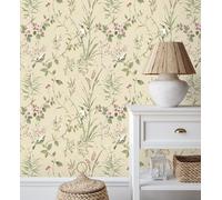 GAULAN 683550 Papier peint à branches et oiseaux romantique sur fond beige toasté pour mur salon chambre couloir jeune salle à mange tête de lit hall - Rouleaux de 10 m x 0,53 m