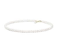 Gaura Collier de perles blanches - Perles d'eau douce 7,5-8 mm • 40-43 cm variable • Style ras-du-cou • Argent 925 plaqué or jaune 585 • Bijou élégant pour femme