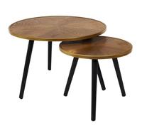 AltoBuy Gauthier - Tables Gigognes Plateau Effet Bois Cerclage Or