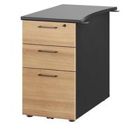 Gautier office Caisson Hauteur de Bureau 3 tiroirs chêne ambré Profondeur 80 cm - Jazz