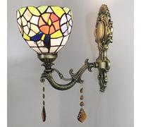 GAUUA Applique Murale en Forme De Fleur De Papillon, Applique Murale De Style Tiffany, Applique Murale Décorative avec Vitrail, Éclairage pour Chambre De Fille, Chevet