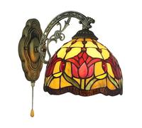 GAUUA Vintage Tiffany Style Red Purple Tulip Wall Lamp - Applique en Vitrail pour Salon Chambre À Coucher - Porche Et Escalier Faits À La Main
