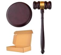 Gavel and Block Set, 9.65x3.43 Natrual Wooden Gavel avec 4, 72 blocs ronds, dons bruns en rouge et ensemble sonore pour le juge avocat