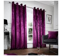 Gaveno Cavailia 264644 Lot de 2 Rideaux Glamour à œillets en Velours écrasé 100% Polyester avec embrasses Assorties 229 x 229 cm Aubergine