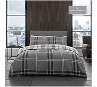 GAVENO CAVAILIA Bardsley Parure de lit King Size 3 pièces en Coton mélangé réversible imprimé Facile d'entretien 1 Housse de Couette + 2 taies d'oreiller Gris