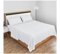 GC GAVENO CAVAILIA Diamond Plain Dyed Bedding Lot de 2 draps Plats en Polycoton faciles d'entretien-pour lit Simple-Doux et Confortable-sans Repassage-Taies d'oreiller, Polyester, 50% Coton, Blanc
