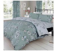 Gaveno Cavailia Linenstowelsquilts Parure de lit réversible Motif Fleurs d'oiseaux Bleu Canard Taille Double, Polycoton (200 x 200cm)
