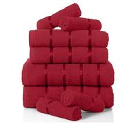 Gaveno Cavailia Lot de 8 serviettes de bain éponge coton égyptien idée cadeau Serviette visage de douche rouge