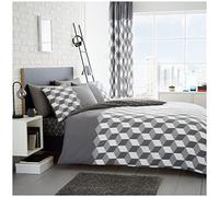 Gaveno Cavailia Luxueux Cubix avec Ensemble de Housse de Couette et taies d'oreiller, Coton Polyester, Gris, King