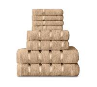 Gaveno Cavailia Luxueux Lot de 8 Boston Serviette Bale Ensemble, 100% Coton, Naturel, 8Pc Bale Set