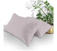 Gaveno Cavailia Paire d'oreiller uni super doux et de couleur unie, en polycoton de qualité supérieure, facile d'entretien, accessoire de chambre à coucher, gris, 74 x 48 cm
