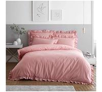 Gaveno Cavailia Parure de lit Luxueuse de qualité à Volants Facile d'entretien, Douce et Confortable, Taille Simple, Rose poudré, Polyester, 50% Coton