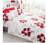 Gaveno Cavailia Parure de lit Luxueuse en Polycoton avec Housse de Couette et taies d'oreiller Motif Coquelicot Rouge Double