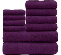 Gaveno Cavailia Toronto Lot de 10 Serviettes en Coton avec 4 Visages, 4 Mains et 2 Serviettes de Bain, Violet