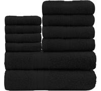 Gaveno Cavailia Toronto Lot de 10 Serviettes en Coton avec 4 Visages, 4 Mains et 2 Serviettes de Bain Noir
