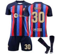 Gavi Maillot de Football #30 Enfant FONGWAN 2022/2023 Barça Domicile Jersey Short et Chaussettes, Taille 28