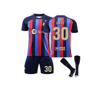 Gavi Maillot de Football #30 Enfant FONGWAN 2022/2023 Barça Domicile Jersey Short et Chaussettes, Taille 28
