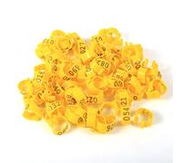 Gavigain 100pcs 6Colors 16 mm Numérodes en Plastique Poule Bandes de Jambe Anneaux Renusable Opérations de volaille Management (Yellow)