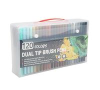 Gavigain 120 couleurs stylos marqueurs à pointe fine à Double tête avec boîte transparente pour livres de coloriage pour enfants adultes