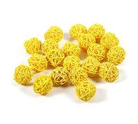 Gavigain Boule en Rotin, 20 Pièces Boules Décoratives en Rotin, Boules Décoratives pour Les Remplisseurs De Bol De Pièce Maîtresse, Boules Décoratives en Rotin pour Les Accessoires(Jaune)