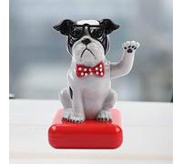 Gavigain Décoration De Voiture Solaire, Ornement De Voiture, Figurine De Chien Solaire Secouant Le Tableau De Bord De Voiture Solaire, Sculpture De Poupée, Jouet De Décoration,(Noir Blanc)