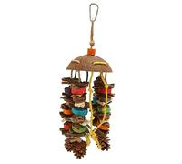 Gavigain Grand Jouet à mâcher pour Perroquet, Coquille de Noix de Coco, Pomme de pin, Blocs de Bois, Entretien du Bec, perchoir d'escalade, pour Gris d'Afrique, aras, Oiseaux de