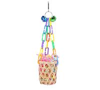 Gavigain Jouet de déchiqueteur d'oiseau, rotin sans Papier, Lambeaux Rechargeables, Cloches interactives, Hauteur de Suspension réglable, pour Les perroquets, Les perruches, Les