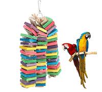 Gavigain Jouet d'oiseau en Bois, coloré, sûr et Non, santé du Bec, Stimulation mentale, pour Les Oiseaux, favorise Les comportements, Facile à Installer (Three Strings)