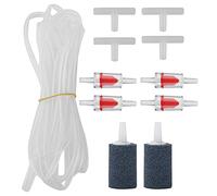 Gavigain Kit de Pompe à air d'aquarium, Tubes 4m, 4 clapulades à Contre-Courant, 4 connecteurs à Trois Voies, Pierres d'air cylindriques, Coffre-Fort du Poisson, Haute