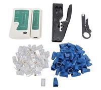 Gavigain Network Câble Cable Trimping Tool Kit, Cat5 Cat5e Cat6 Cumper Cutter Stripper, passe par des connecteurs RJ45 avec Tester