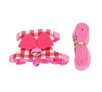 Gavigain Pink Plaid Small Pet Harness, Coton Doux, Respirant, réglable, avec Un Arc et Une Cloche, pour Les furets, Les Chinchillas, Les écureuils (M)