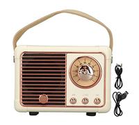 Gavigain Retro Bluetooth Speaker Wireless Vintage Small Speaker with Stereo Sound Old Fashion Style Mini Portable Wireless Speaker for Kitchen Desk Bedroom Office Party(White)