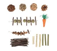 Gavigain Small Pet Chew Toys Set, Wooden, Grass Ball, Bamboo et Pine Cons, favorise la santé Dentaire, en Toute sécurité et Non pour Les Lapins, Les cobayes, Les Hamsters, Les