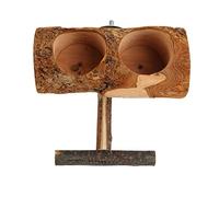 Gavigain Wood Bird Feeder Double Bowl Design avec perchoir pour Les Oiseaux, pour la Nourriture et l'eau, Le toilettage et Les Accessoires de Cage