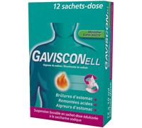 Gavisconell Menthe Sans Sucre Suspension Buvable Édulcorée À La Saccharine Sodique 12 Sachets