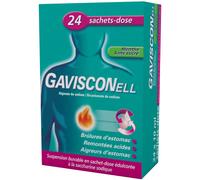 Gavisconell Menthe Sans Sucre Suspension Buvable Édulcorée À La Saccharine Sodique 24 Sachets