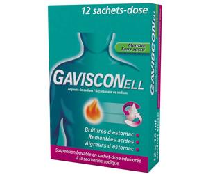 Gavisconell Menthe Sans Sucre - Suspension Buvable Edulcorée à la Saccharine Sodique Sachet(S) 12 pc(s)