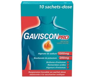 GavisconPRO Menthe Sans Sucre - Suspension Buvable en Sachet Sachet(S) 10 pc(s)